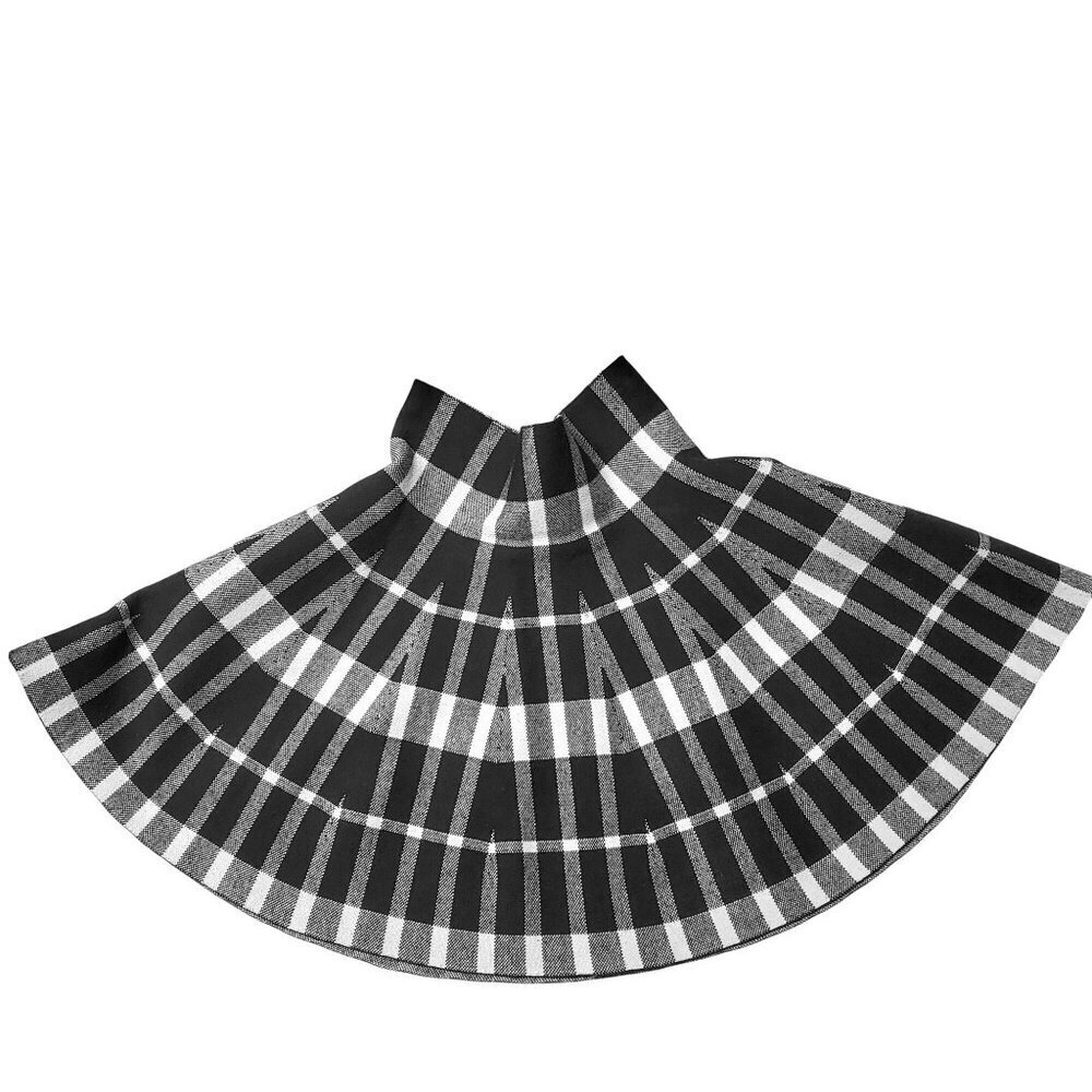 Mono B Black Ivory Plaid Skater Skirt Size S/M